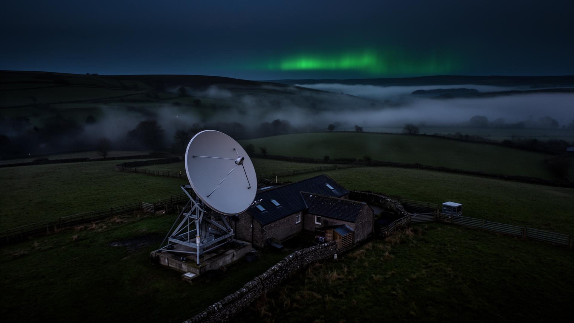 Starlink dish installed on a remote UK farmstead